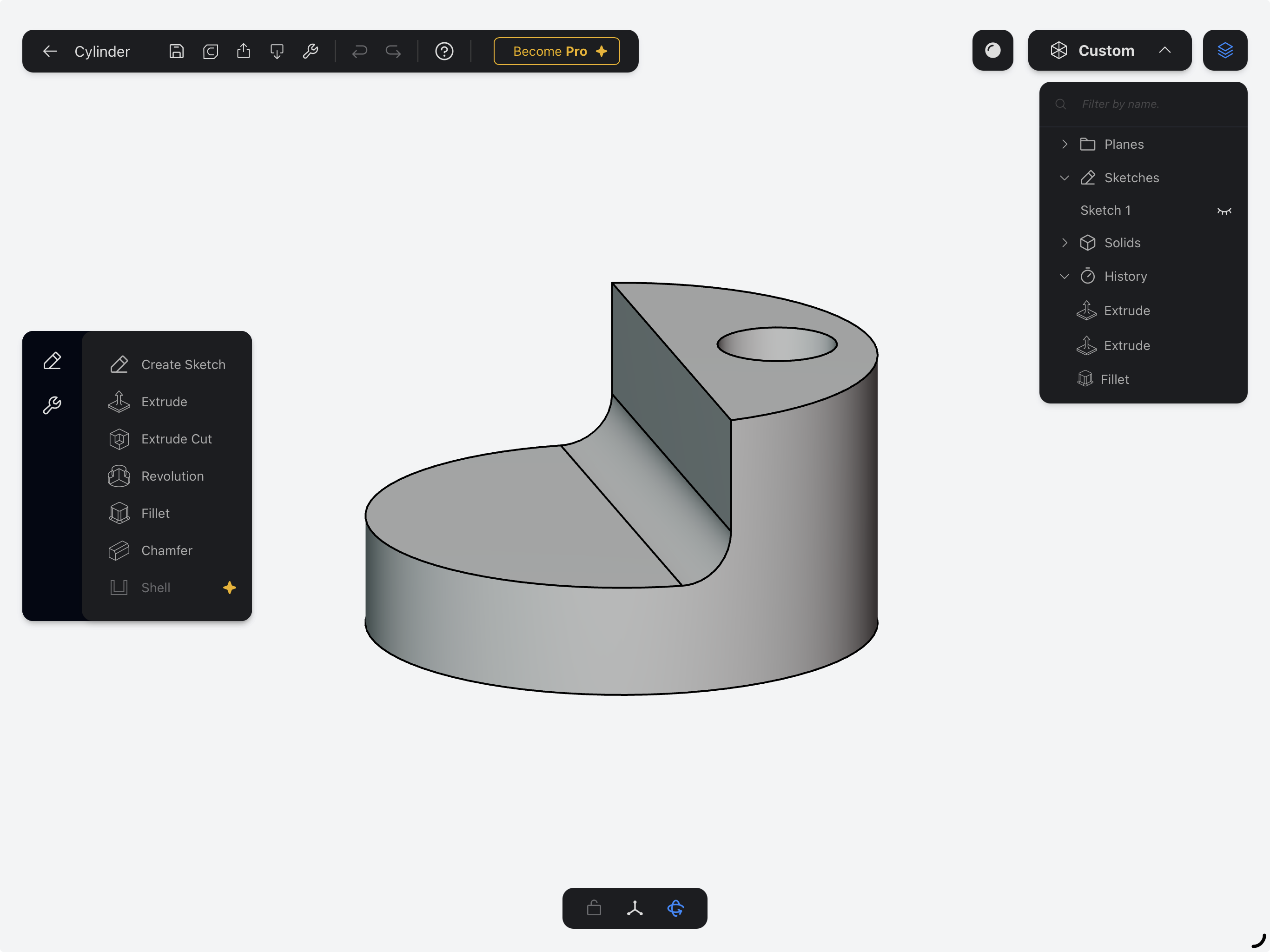 Cylinder done with Feature History Tree